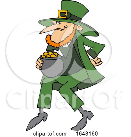 Cartoon St Patricks Day Leprechaun with a Pot of Gold by djart