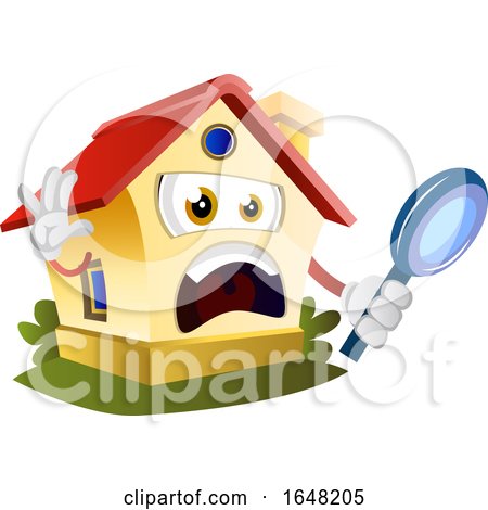 Home Mascot Character Holding a Magnifying Glass by Morphart Creations