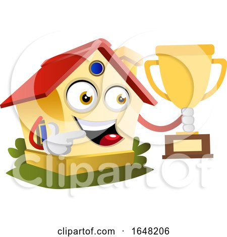 Home Mascot Character Holding a Trophy by Morphart Creations