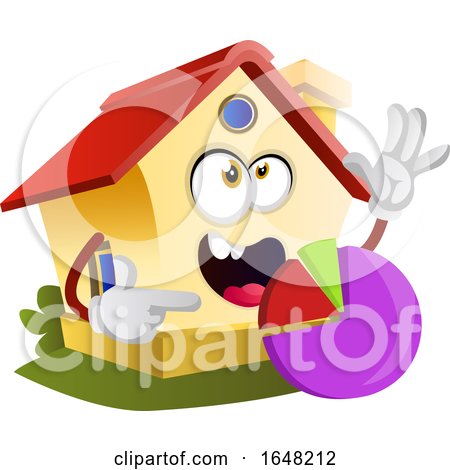 Home Mascot Character Holding a Pie Chart by Morphart Creations