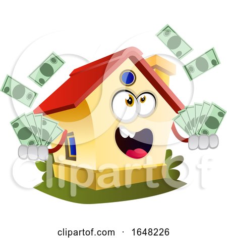 Home Mascot Character Holding Cash Money by Morphart Creations