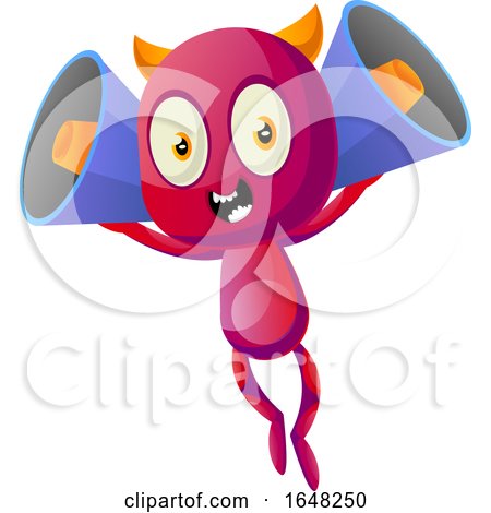 Devil Mascot Character Holding Megaphones by Morphart Creations