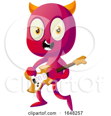 Devil Mascot Character Playing an Electric Guitar by Morphart Creations