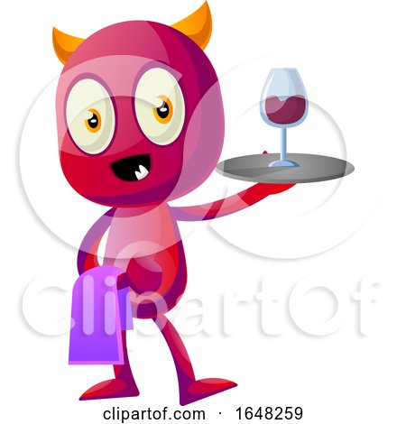 Devil Mascot Character Serving Wine by Morphart Creations