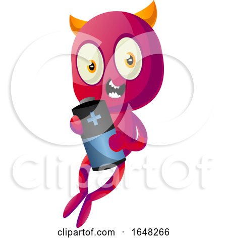 Devil Mascot Character Holding a Battery by Morphart Creations