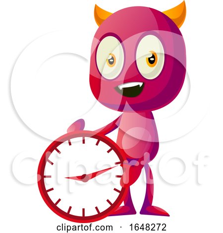 Devil Mascot Character Holding a Clock by Morphart Creations