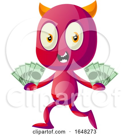 Devil Mascot Character Holding Cash Money by Morphart Creations