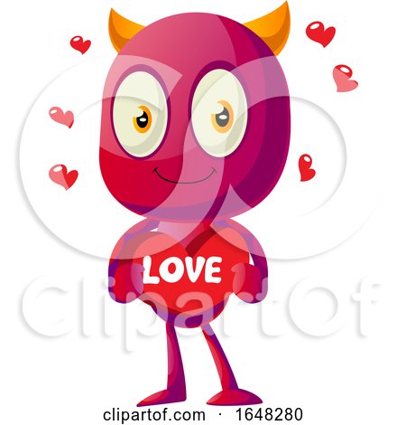 Devil Mascot Character Holding a Love Heart by Morphart Creations