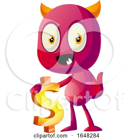 Devil Mascot Character Holding a Dollar Sign by Morphart Creations