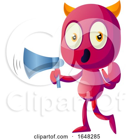Devil Mascot Character Using a Megaphone by Morphart Creations
