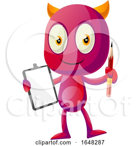 Devil Mascot Character Holding a Clipboard by Morphart Creations