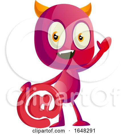 Devil Mascot Character Holding an Email Symbol by Morphart Creations
