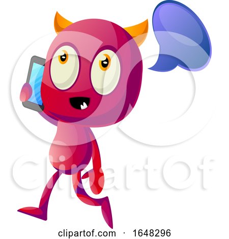 Devil Mascot Character Talking on a Cell Phone by Morphart Creations