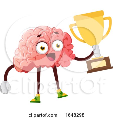 Brain Character Mascot Holding a Trophy by Morphart Creations
