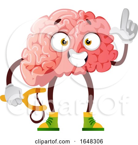 Brain Character Mascot Holding a Sling Shot by Morphart Creations