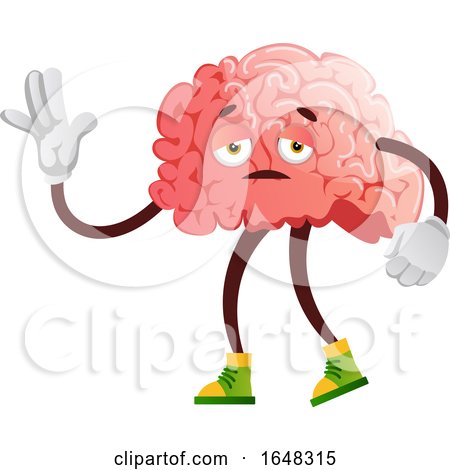 Tired Brain Character Mascot Waving by Morphart Creations