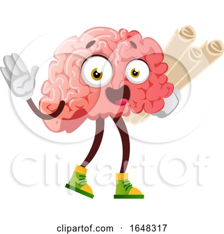 Brain Character Mascot Holding Plans by Morphart Creations