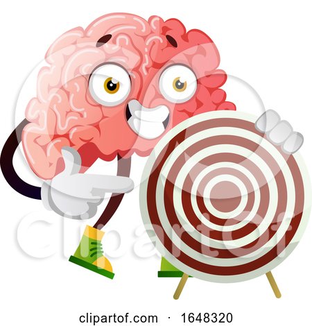 Brain Character Mascot Holding a Target by Morphart Creations
