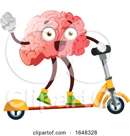 Brain Character Mascot on a Scooter by Morphart Creations