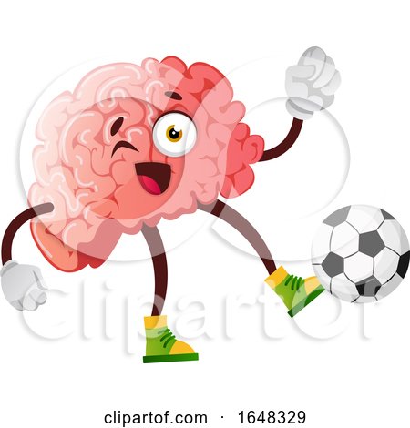 Brain Character Mascot Playing Soccer by Morphart Creations