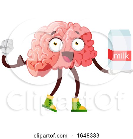 Brain Character Mascot Holding a Milk Carton by Morphart Creations