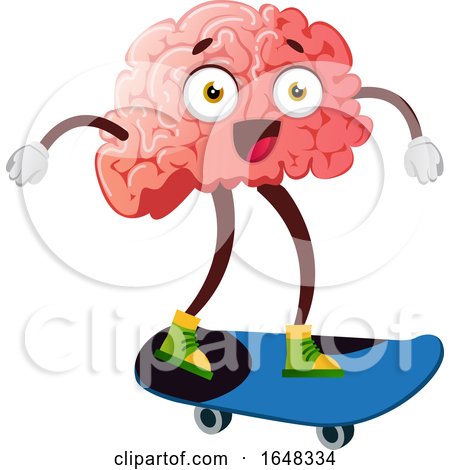 Brain Character Mascot Skateboarding by Morphart Creations