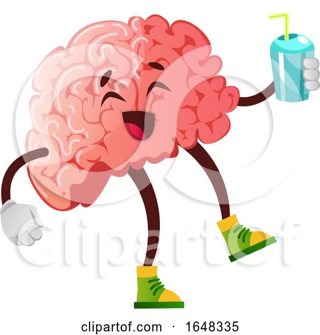 Brain Character Mascot Holding a Drink by Morphart Creations