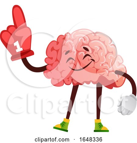 Brain Character Mascot Wearing a Foam Finger by Morphart Creations
