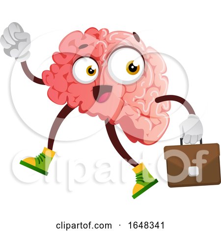 Business Brain Character Mascot Carrying a Briefcase by Morphart Creations