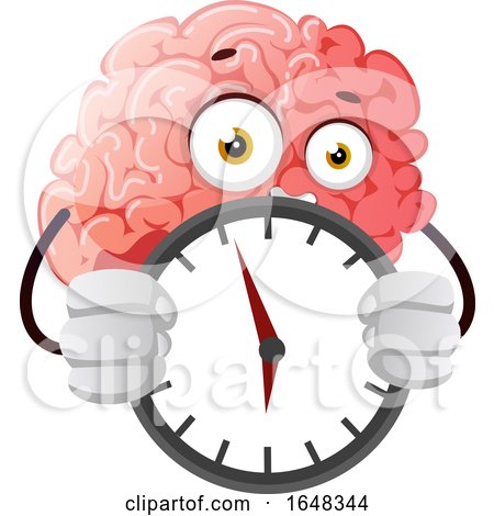 Brain Character Mascot Holding a Clock by Morphart Creations
