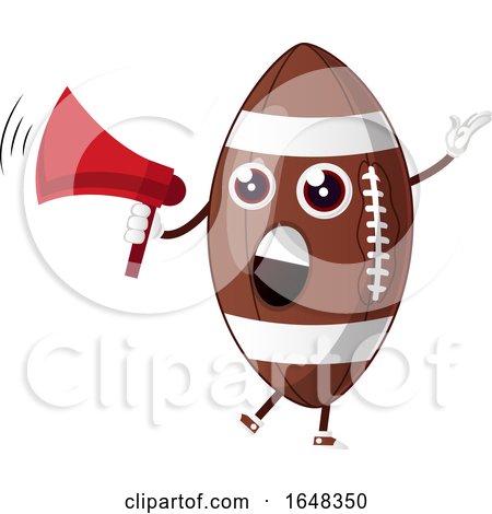 Cartoon American Football Mascot Character Using a Megaphone by Morphart Creations