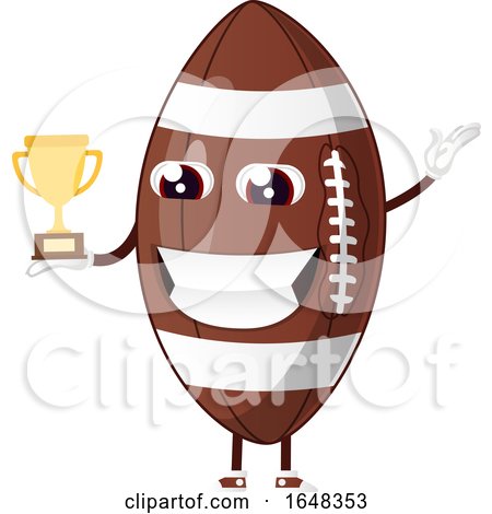 Cartoon American Football Mascot Character Holding a Trophy by Morphart Creations