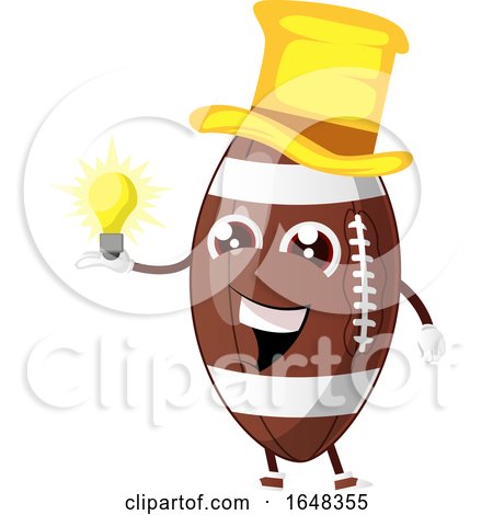 Cartoon American Football Mascot Character Holding an Idea Bulb by Morphart Creations