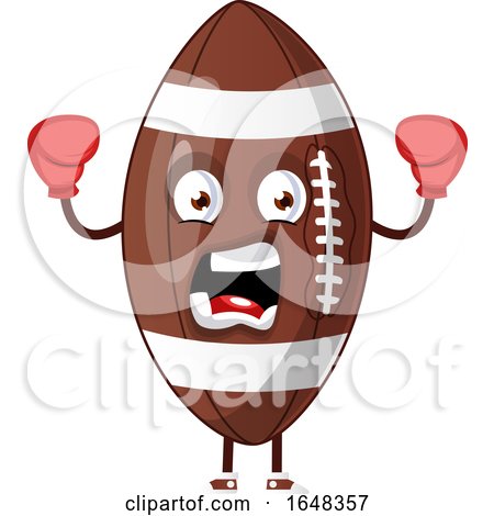 Cartoon American Football Mascot Character Wearing Boxing Gloves by Morphart Creations