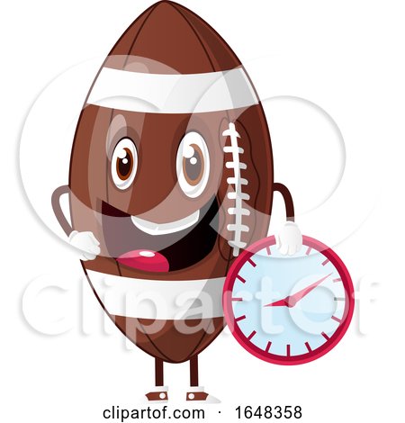 Cartoon American Football Mascot Character Holding a Clock by Morphart Creations