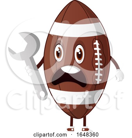 Cartoon American Football Mascot Character Holding a Wrench by Morphart Creations
