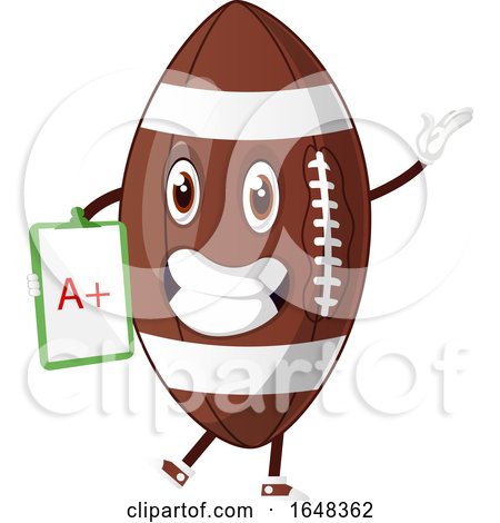 Cartoon American Football Mascot Character Holding a Good Grade by Morphart Creations