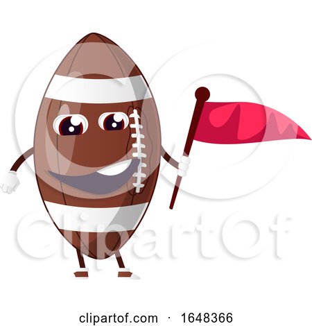 Cartoon American Football Mascot Character Holding a Flag by Morphart Creations