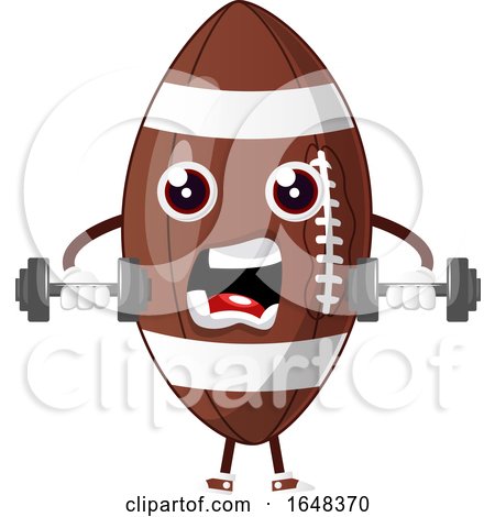Cartoon American Football Mascot Character Working out with Dumbbells by Morphart Creations