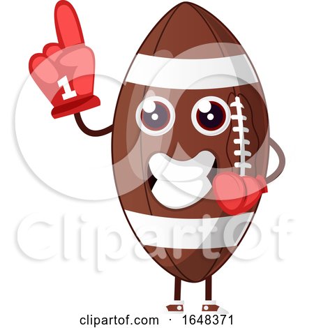 Cartoon American Football Mascot Character Wearing a Foam Finger by Morphart Creations
