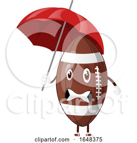 Cartoon American Football Mascot Character Holding an Umbrella by Morphart Creations