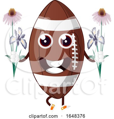 Cartoon American Football Mascot Character Holding Flowers by Morphart Creations