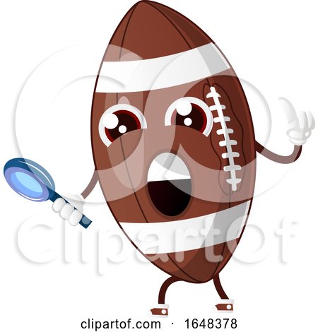 Cartoon American Football Mascot Character Holding a Magnifying Glass by Morphart Creations