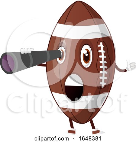 Cartoon American Football Mascot Character Looking Through a Telescope by Morphart Creations