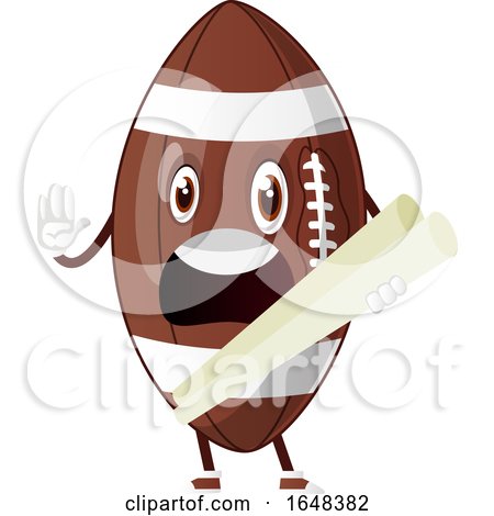Cartoon American Football Mascot Character Holding Plans by Morphart Creations