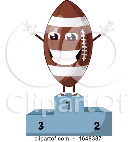 Cartoon American Football Mascot Character on a Winner Podium by Morphart Creations