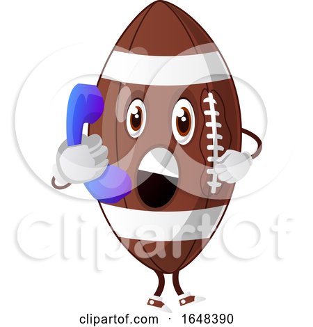 Cartoon American Football Mascot Character Talking on a Phone by Morphart Creations