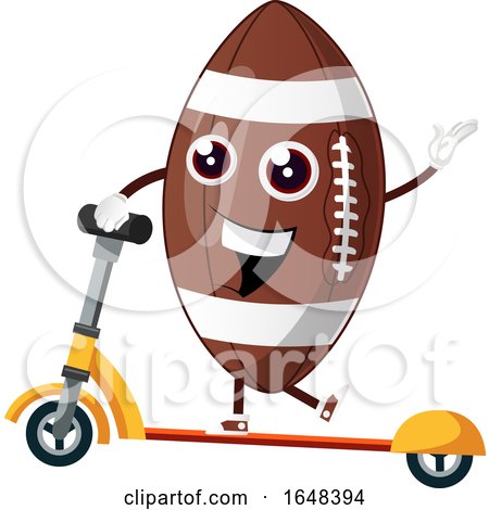 Cartoon American Football Mascot Character on a Scooter by Morphart Creations