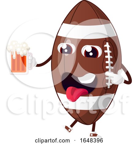 Cartoon American Football Mascot Character Holding a Beer by Morphart Creations