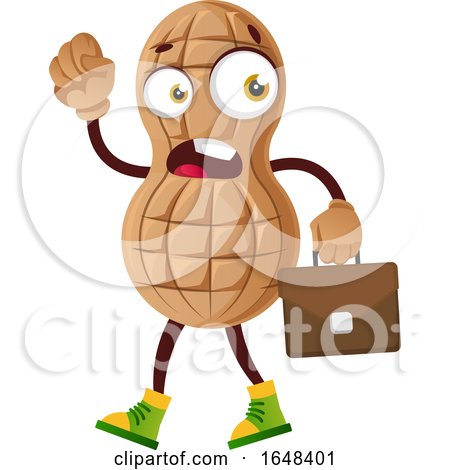 Cartoon Peanut Mascot Character Carrying a Briefcase by Morphart Creations